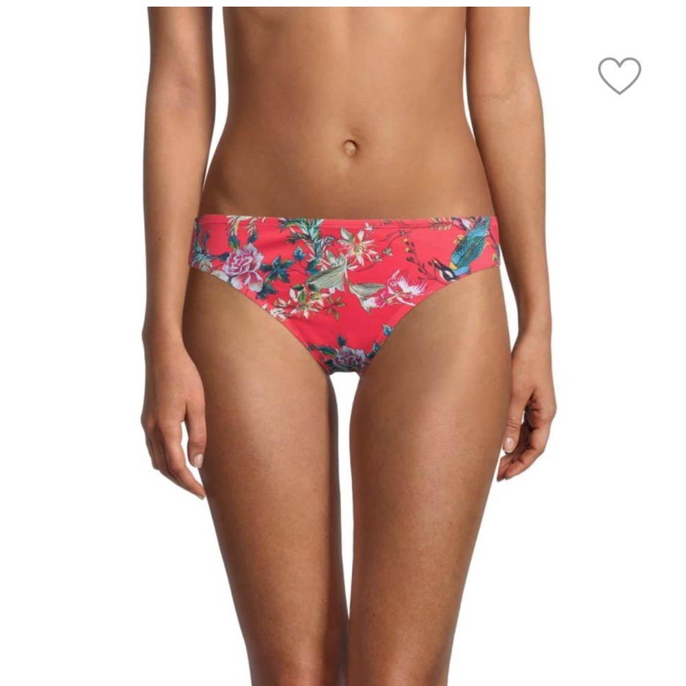 Johnny Was Malakye Red and Green Floral Bikini Bottoms Tropical Large